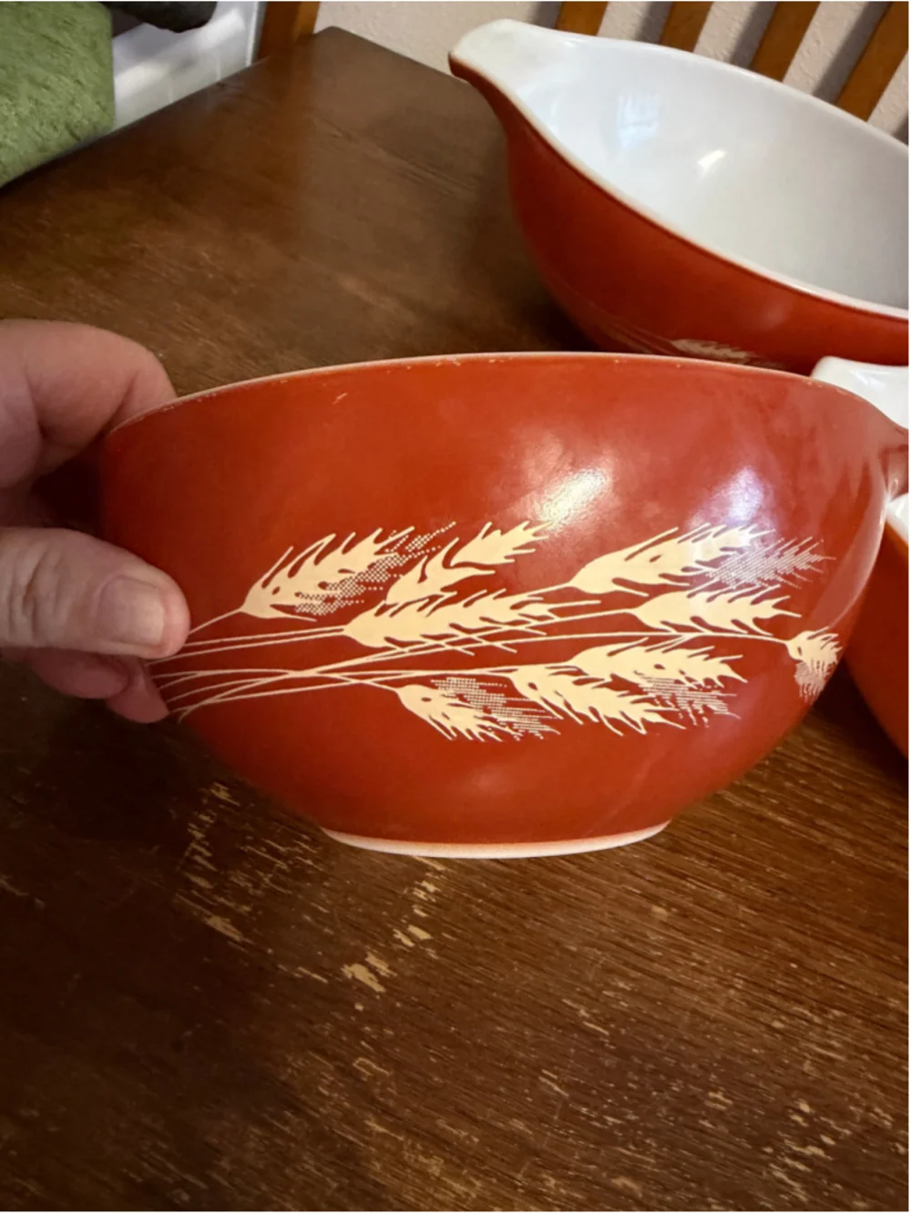 Vintage Pyrex Autumn Harvest Wheat Cinderella Mixing Bowl Set 444 443 442 -MS